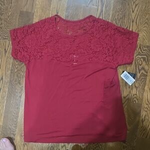 Torrid Red Lace Short Sleeve Top